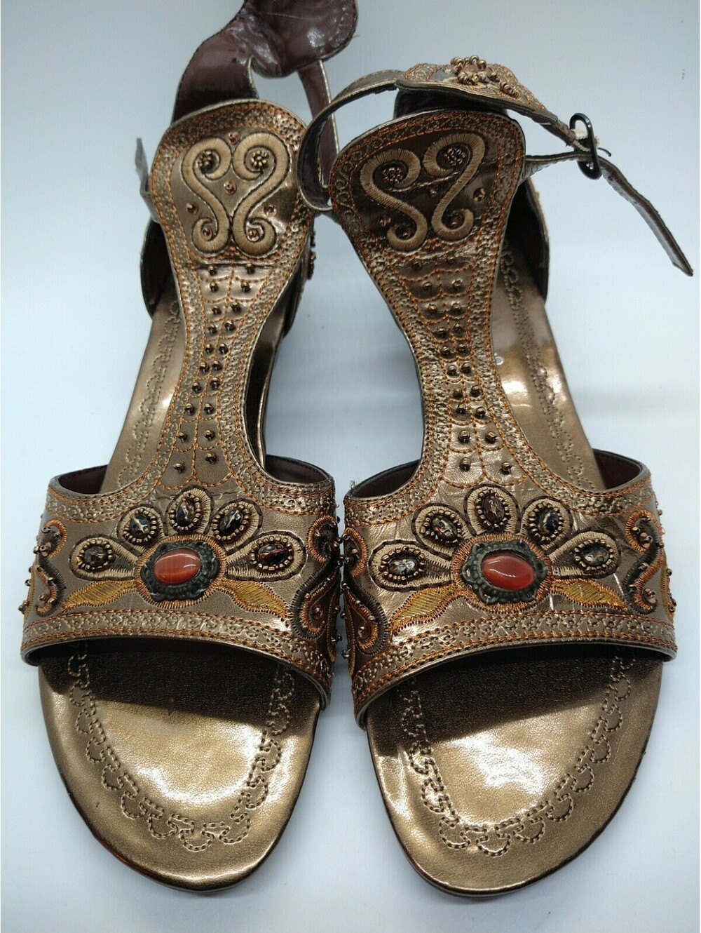 Anne Michelle Shoes Brown Embellished With Embroidery And Beading Size 8 206